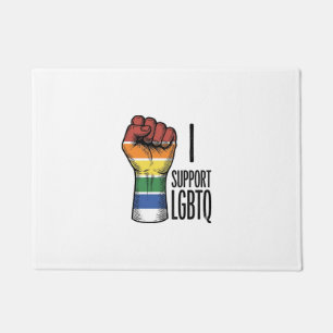 I Support LGBTQ Vintage Pride Fist Shirt Design_1 Doormat
