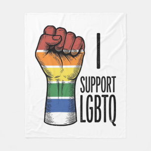 I Support LGBTQ Vintage Pride Fist Shirt Design_1 Fleece Blanket
