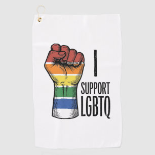 I Support LGBTQ Vintage Pride Fist Shirt Design_1 Golf Towel