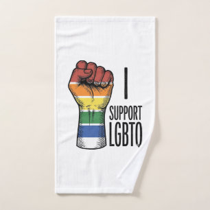 I Support LGBTQ Vintage Pride Fist Shirt Design_1 Hand Towel