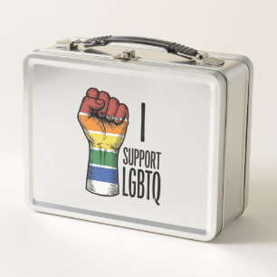 I Support LGBTQ Vintage Pride Fist Shirt Design_1 Metal Lunch Box
