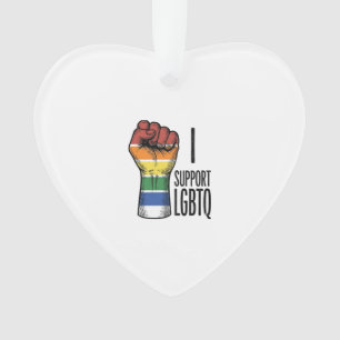 I Support LGBTQ Vintage Pride Fist Shirt Design_1 Ornament