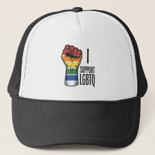 I Support LGBTQ Vintage Pride Fist Shirt Design_1 Trucker Hat