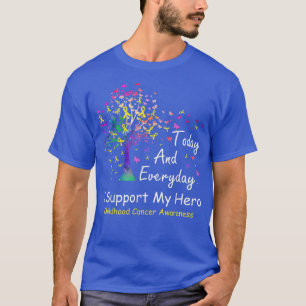 I Support My Hero Tree Ribbon Childhood Cancer Awa T-Shirt