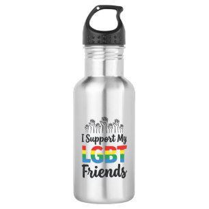 I Support My LGBT Friends Rainbow Pride Vector Des 532 Ml Water Bottle