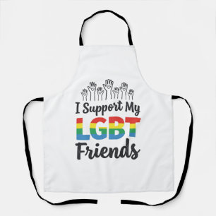 I Support My LGBT Friends Rainbow Pride Vector Des Apron