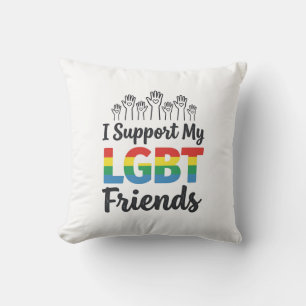 I Support My LGBT Friends Rainbow Pride Vector Des Cushion