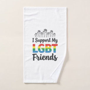 I Support My LGBT Friends Rainbow Pride Vector Des Hand Towel