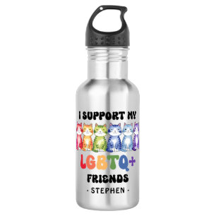 I Support My LGBTQ Friends – Rainbow Cat Pride 532 Ml Water Bottle