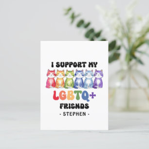 I Support My LGBTQ Friends – Rainbow Cat Pride Postcard