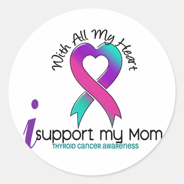 I Support My Mum Thyroid Cancer Classic Round Sticker (Front)