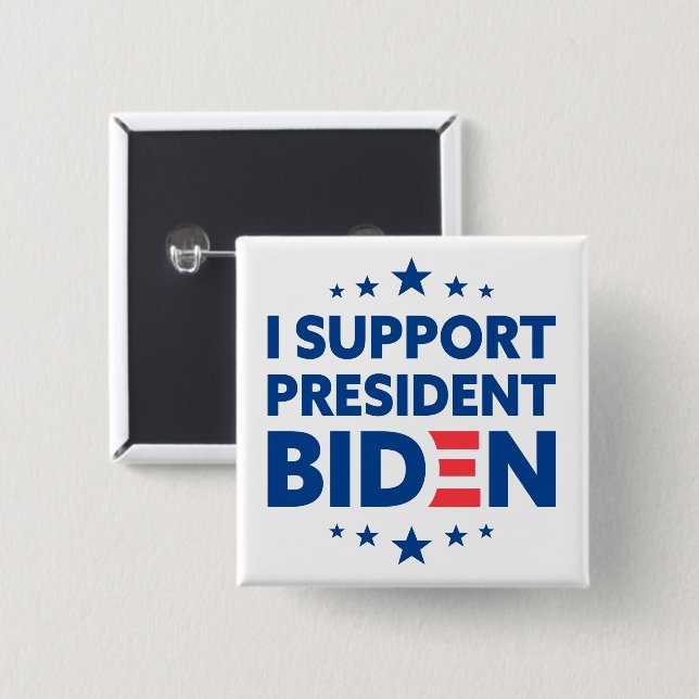 I Support President Biden Blue Stars White 15 Cm Square Badge (Front & Back)