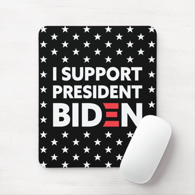 I Support President Biden Stars Pattern Black Mouse Pad (With Mouse)