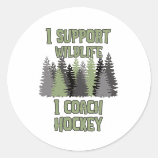 I Support Wildlife I Coach Hockey Classic Round Sticker