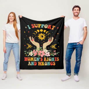 I support women's rights and wrongs vintage fleece blanket