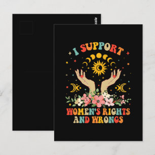 I support women's rights and wrongs vintage postcard