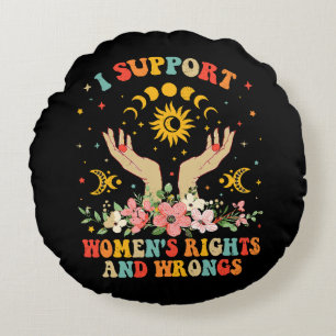 I support women's rights and wrongs vintage round cushion