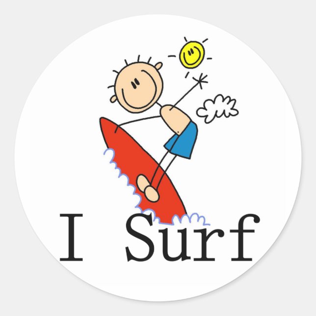 I Surf T-shirts and Gifts Classic Round Sticker (Front)