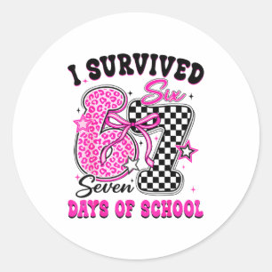 I Surivied 67 Days Of School Funny Meme Teacher St Classic Round Sticker