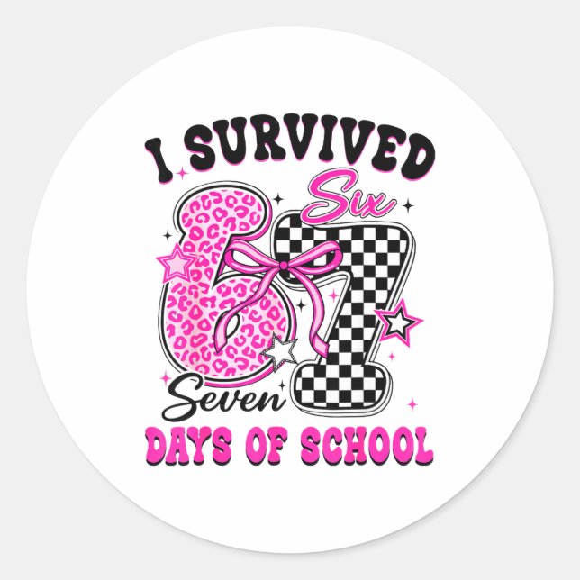 I Surivied 67 Days Of School Funny Meme Teacher St Classic Round Sticker (Front)