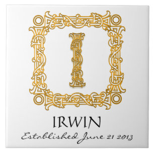 "I" Surname Wedding Anniversary Day Monogram Tile