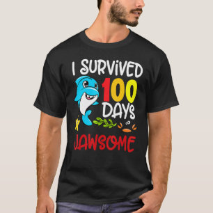 I Survived 100 Days Jawsome Shape Sea Creatures Cu T-Shirt