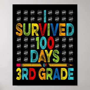 I Survived 100 Days Of 3rd Grade 100th Day Of Scho Poster