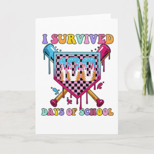 I Survived 100 Days of School Baseball Theme Card