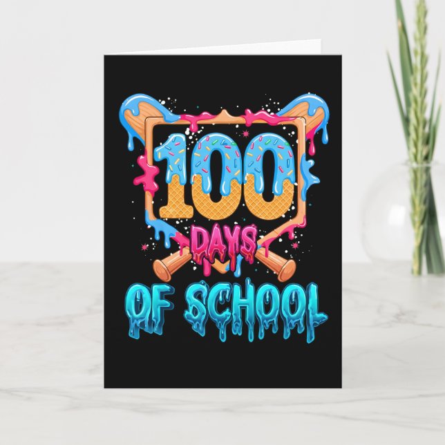 I Survived 100 Days of School Baseball Theme Card (Front)