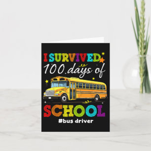 I Survived 100 Days Of School Boys Girls Kids Bus Card