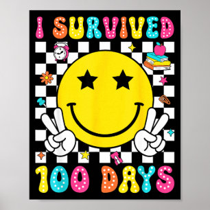 I Survived 100 Days Of School Boys Kids 100th Day  Poster