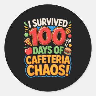 I Survived 100 Days Of School Cafeteria Chaos Lunc Classic Round Sticker