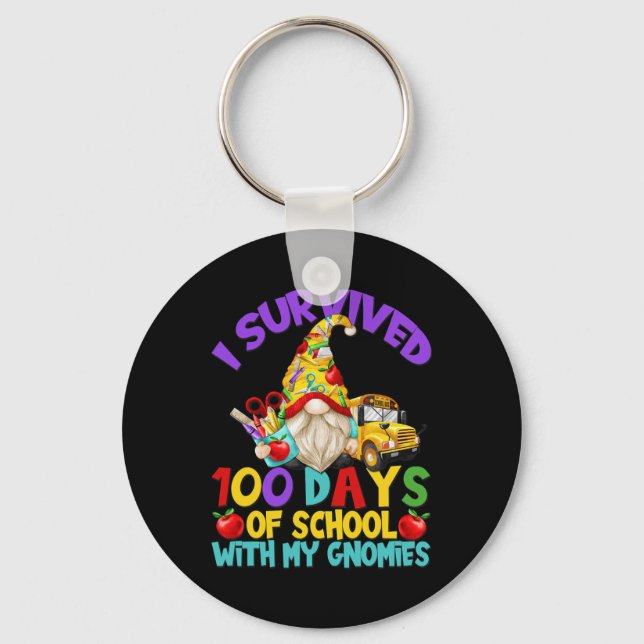 I Survived 100 Days Of School For Fun School Bus D Key Ring (Front)
