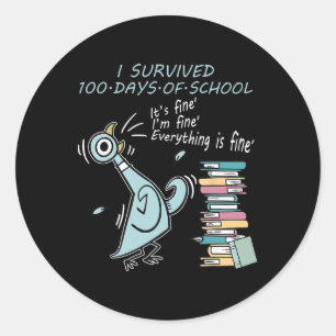 I Survived 100 Days Of School Funny Pigeon 100th D Classic Round Sticker