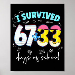 I Survived 100 Days Of School Funny Teacher Kids Poster
