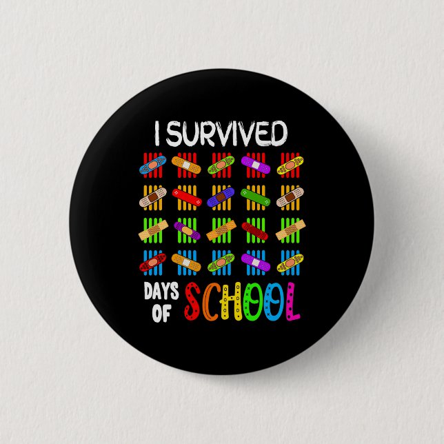 I Survived 100 Days Of School Teacher and Kids Gif 6 Cm Round Badge (Front)