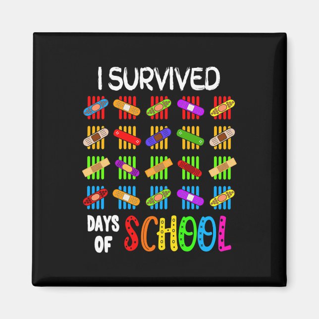 I Survived 100 Days Of School Teacher and Kids Gif Magnet (Front)