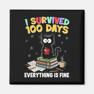 I Survived 100 Days Of School Teacher And Kids Magnet
