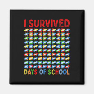 I Survived 100 Days Of School Teacher Kids Bynd Ai Magnet