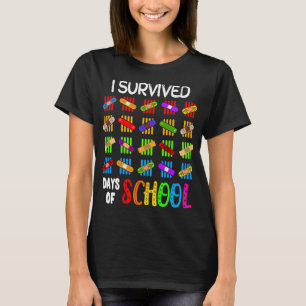 I Survived 100 Days Of School Teacher & Kids Gift  T-Shirt