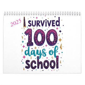 I Survived 100 Days of School Unicorn Design  Calendar