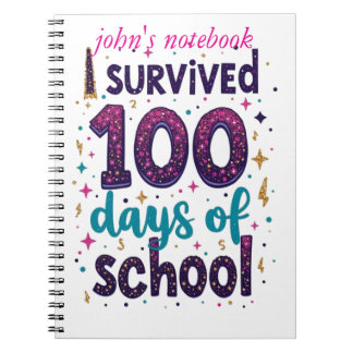 I Survived 100 Days of School Unicorn Design Notebook