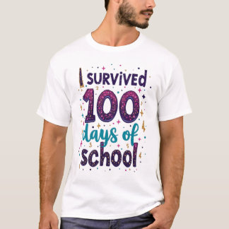 I Survived 100 Days of School Unicorn Design  T-Shirt