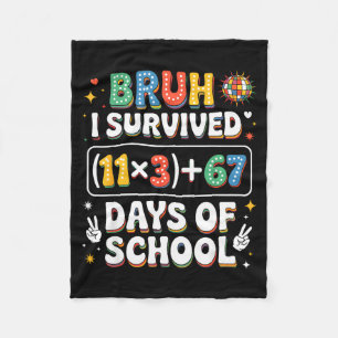 I Survived 100 Days School Bruh Groovy Math Equati Fleece Blanket