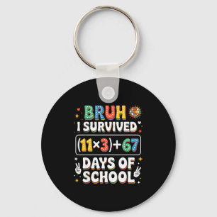 I Survived 100 Days School Bruh Groovy Math Equati Key Ring