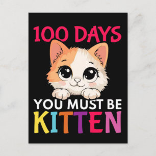 I Survived 100 Days School Funny Cat Holiday Postcard