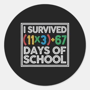 I Survived 100 Days School Funny Math Equation 100 Classic Round Sticker