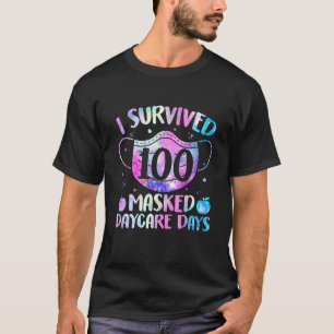 I Survived 100 Masked Daycare Days Happy 100th Day T-Shirt