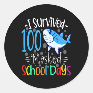 I Survived 100 Masked School Days 2021 Teacher Stu Classic Round Sticker