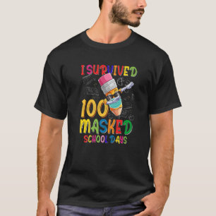 I Survived 100 Masked School Days Face Mask Dabbin T-Shirt